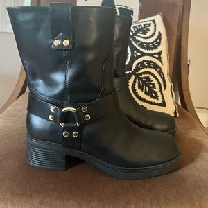 J. Crew Black Leather Ankle Moto Boot